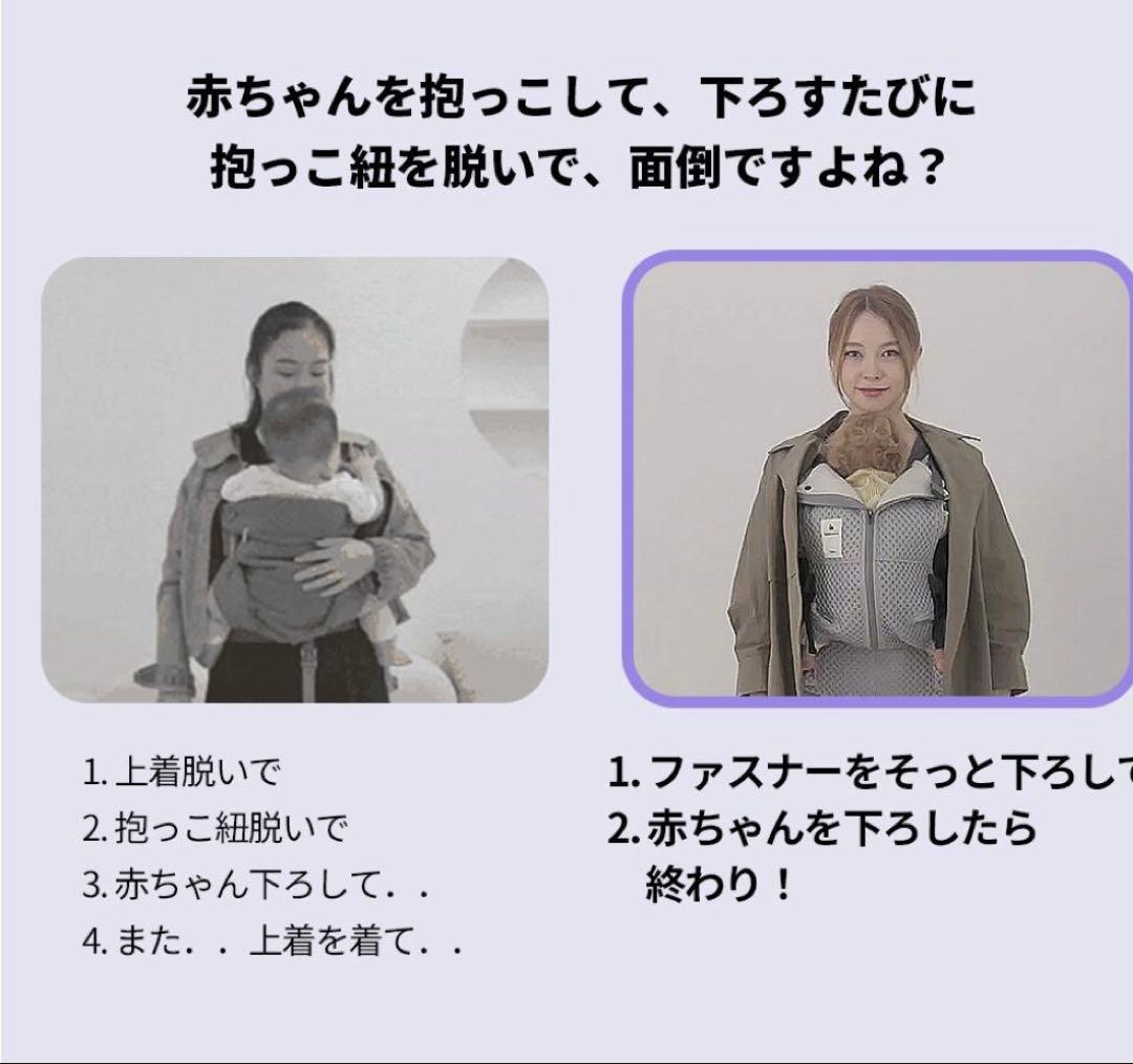 ベビースワン 抱っこ紐 グレー 5WAY よだれかけ2枚つき