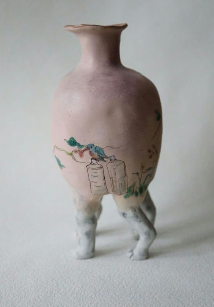 北井真衣さん　アニマルセラピー　壺　九谷焼