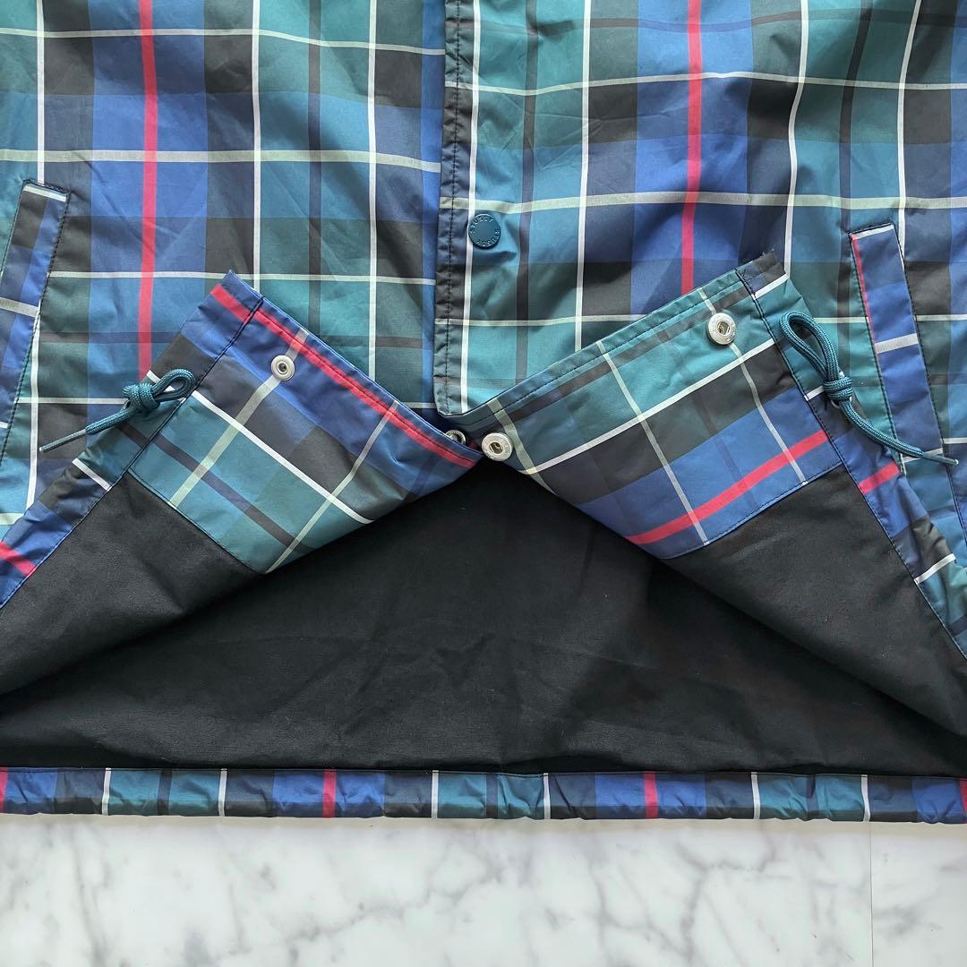 【美品✨】Stussy チェック柄 コーチジャケット ロゴ刺繍 緑 Mサイズ