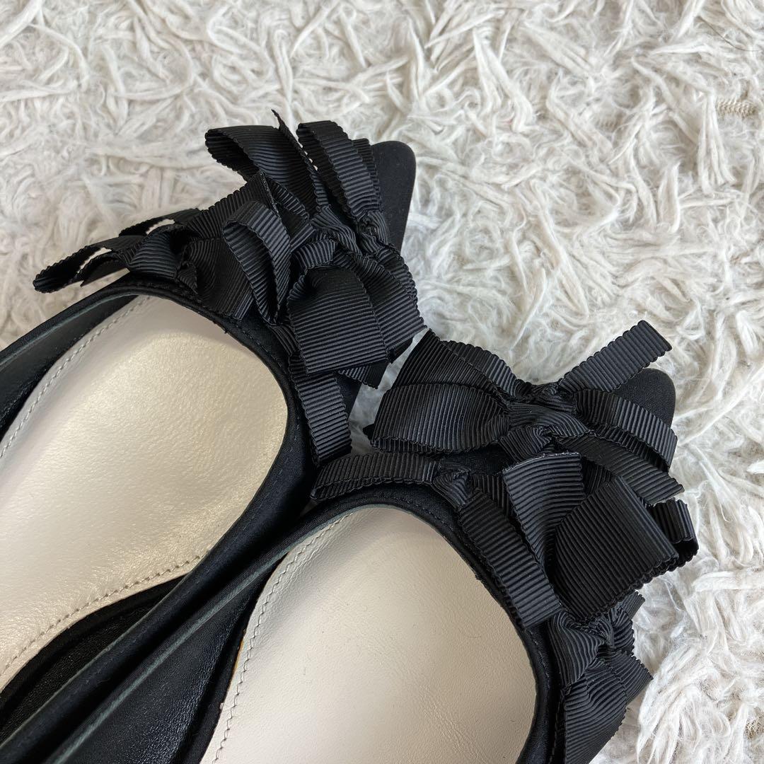 TSURU by MARIKO OIKAWA ブラックリボンデザイン ミュール