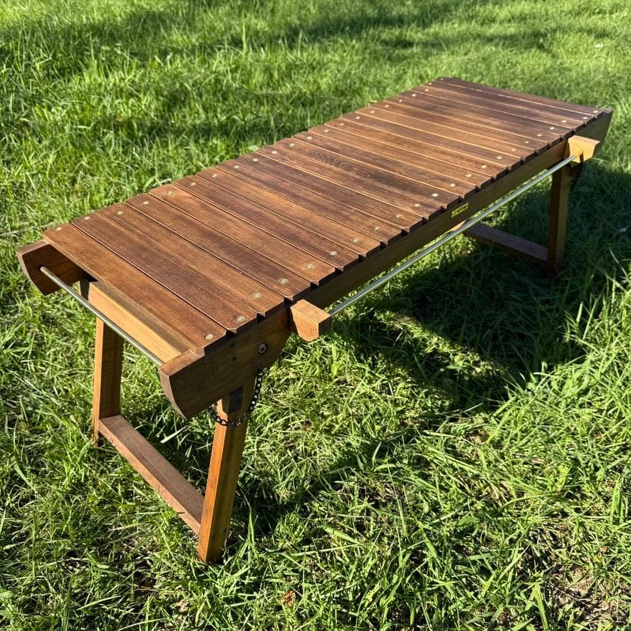 IGT対応 ウッドテーブル ウォルナット色 折りたたみキャンプテーブル