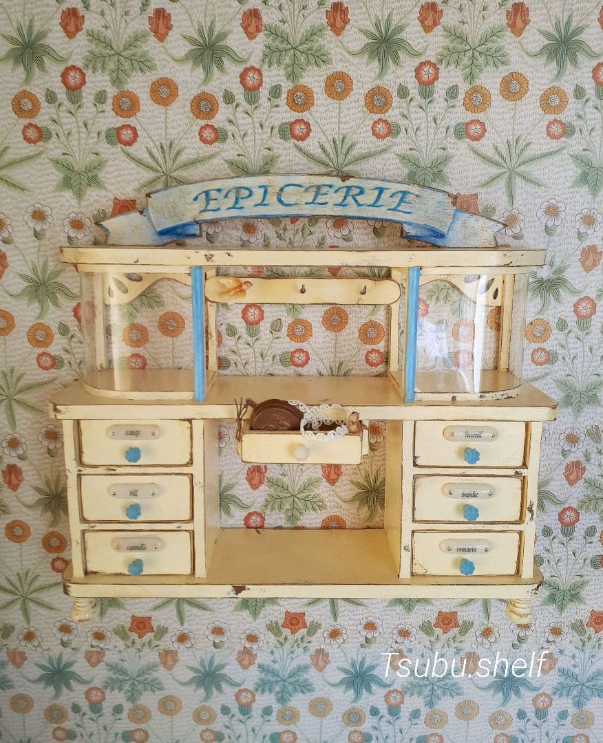 ウォールシェルフ　シャビー　ドロワー　ドールシェルフ