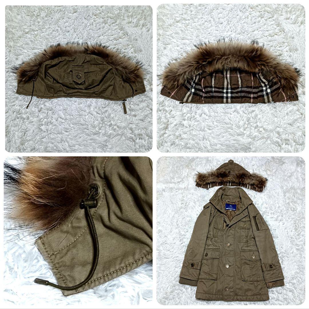 バーバリーブルーレーベル　モッズコート　ミリタリージャケット　リアルファー　38