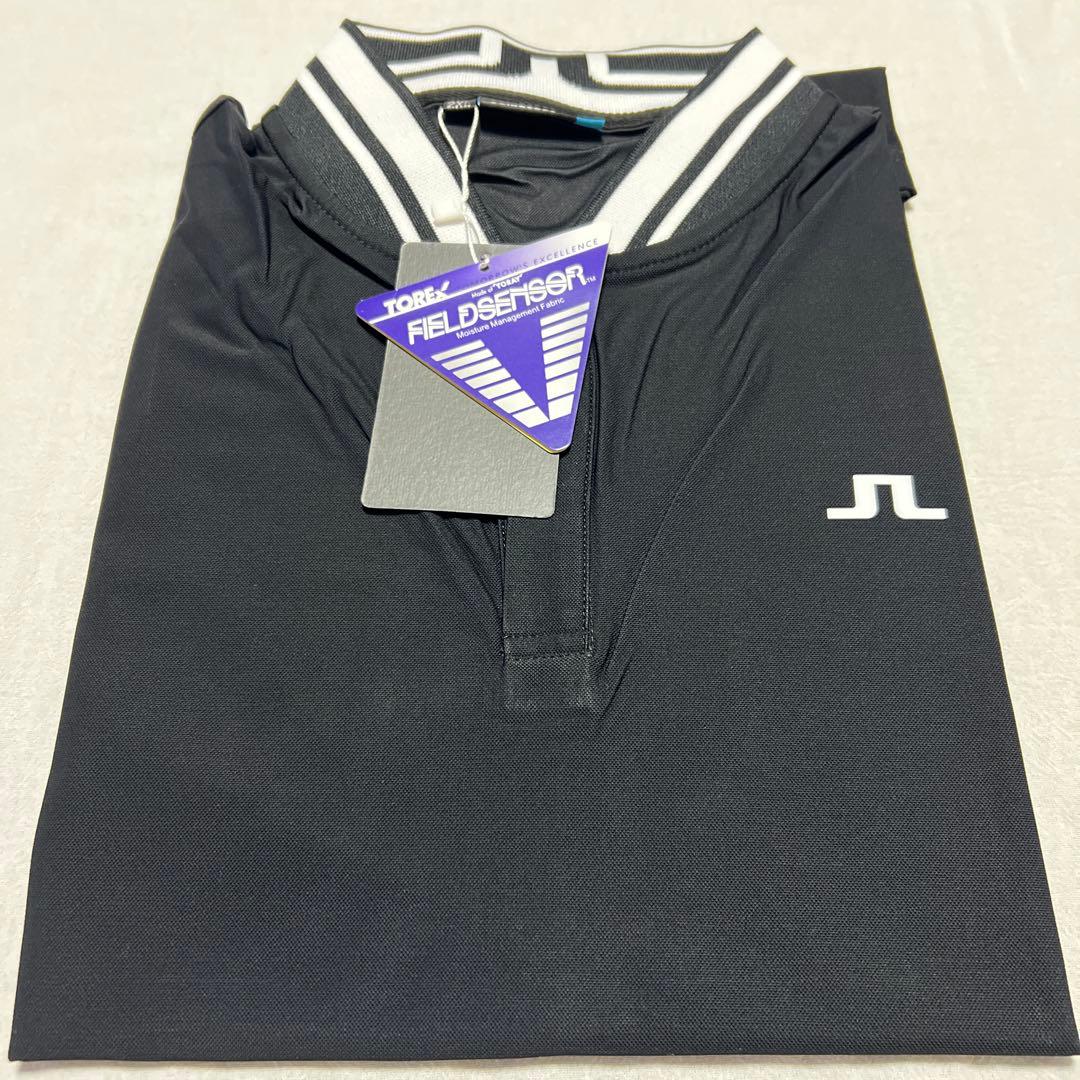 J.LINDEBERG ロゴ入り ブラック半袖ポロシャツ 新品タグ付き