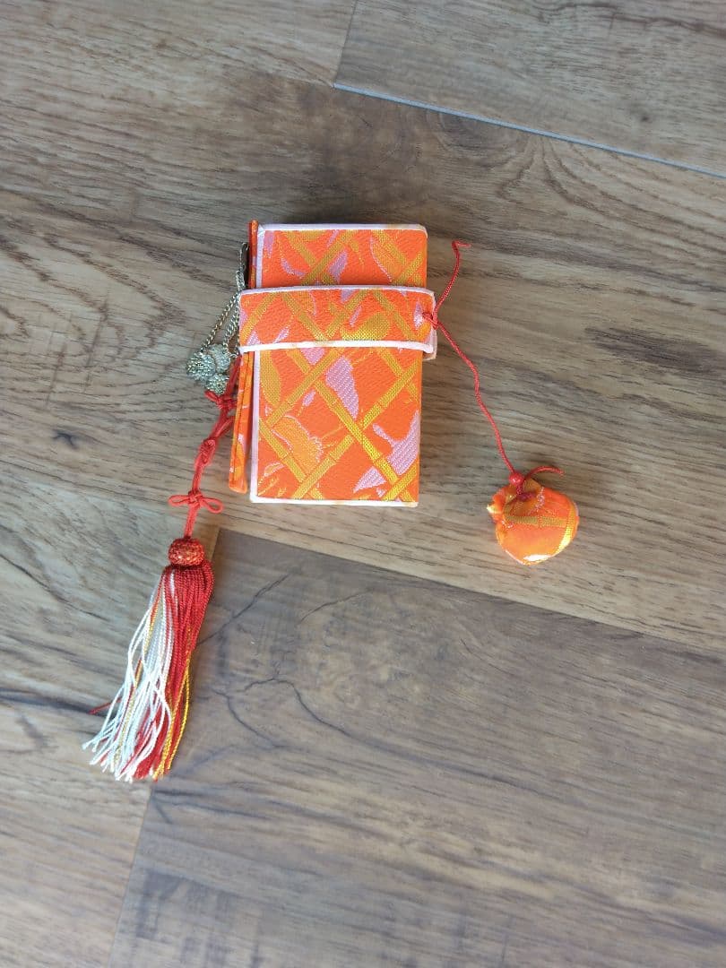 七五三用　女の子　オレンジ　鶴柄　ハコセコセット