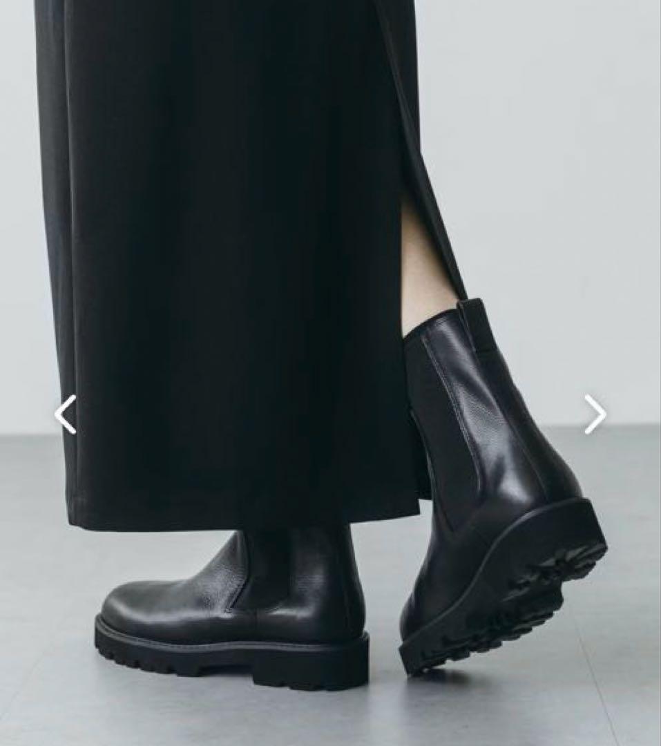 北欧、暮らしの道具店　サイドゴアブーツ　牛皮　ブラック　24センチ