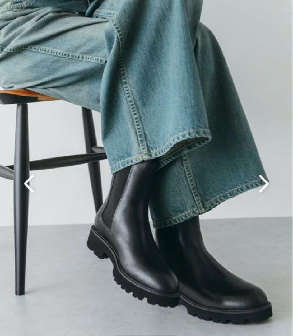 北欧、暮らしの道具店　サイドゴアブーツ　牛皮　ブラック　24センチ