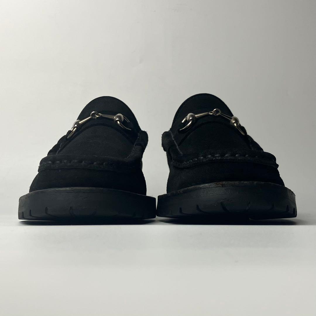 【美品】GUCCI ラグソール　スクエアトゥ　ホースビットローファー　22.5黒