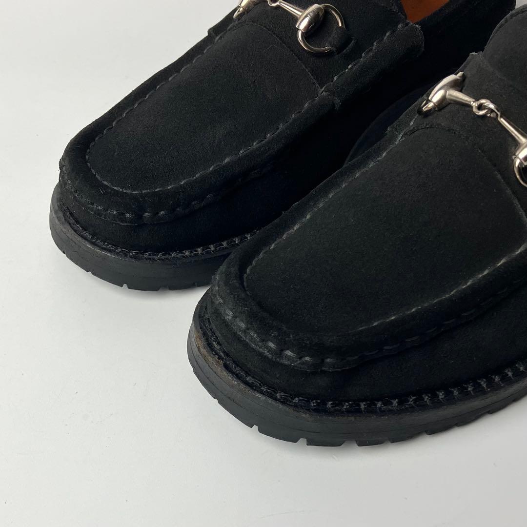 【美品】GUCCI ラグソール　スクエアトゥ　ホースビットローファー　22.5黒