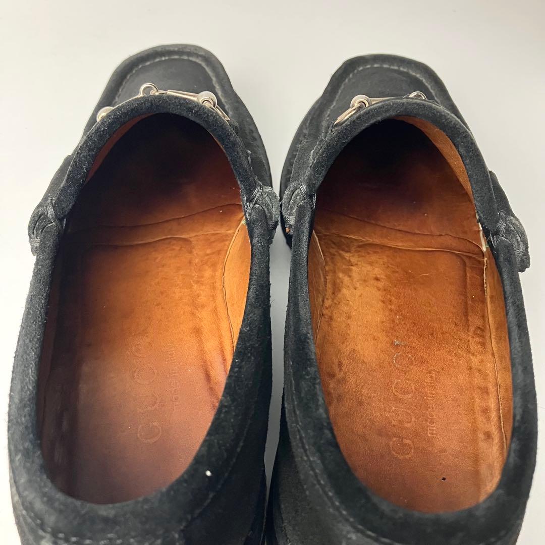 【美品】GUCCI ラグソール　スクエアトゥ　ホースビットローファー　22.5黒