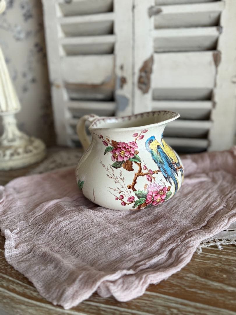 フランスアンティーク陶器リュネビィル激レアMeangeピッチャーとベイスン美品