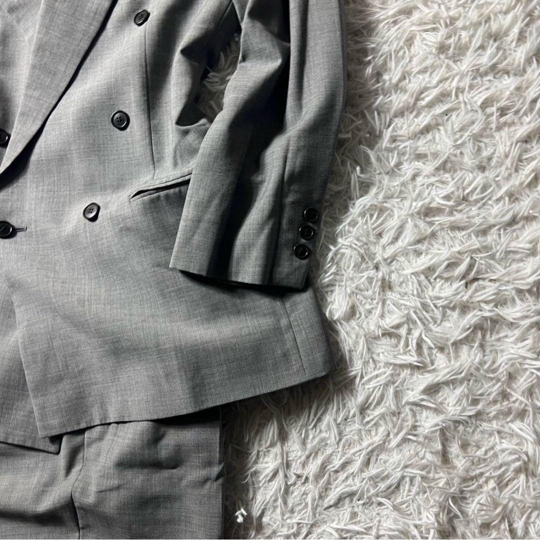 ポールスミス　高級生地　コラボ　セットアップ　スーツ　ダブル　グレー　Lサイズ