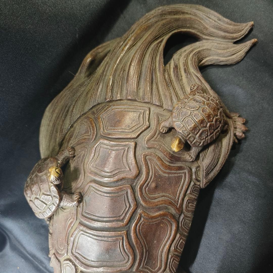 古備前 亀置物 大正骨董 縁起物 古美術 アンティーク コレクター放出美品 無銘