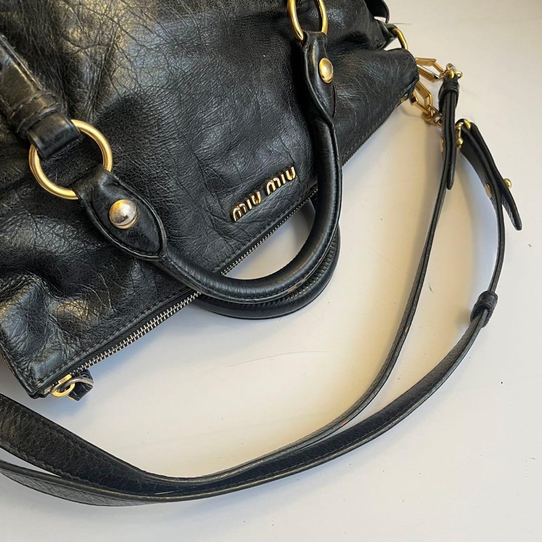 MIUMIU ミュウミュウ　ハンドバッグ　レザー　ブラック　黒