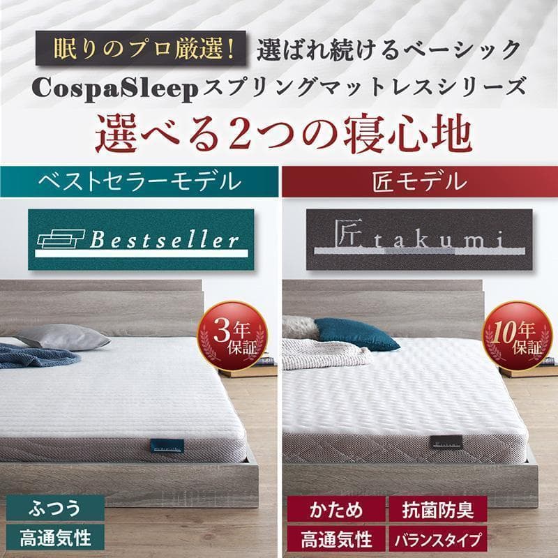 【ViViV】匠モデルマットレス ダブルベッド 収納 棚 2口コンセント