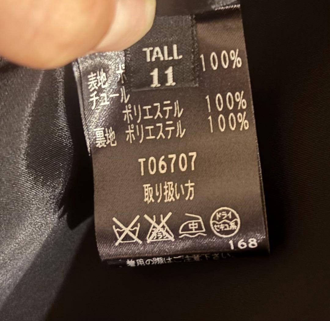 【ほぼ新品】タエアシダ　長袖チュール×フロッキーワンピースドレス Lサイズ