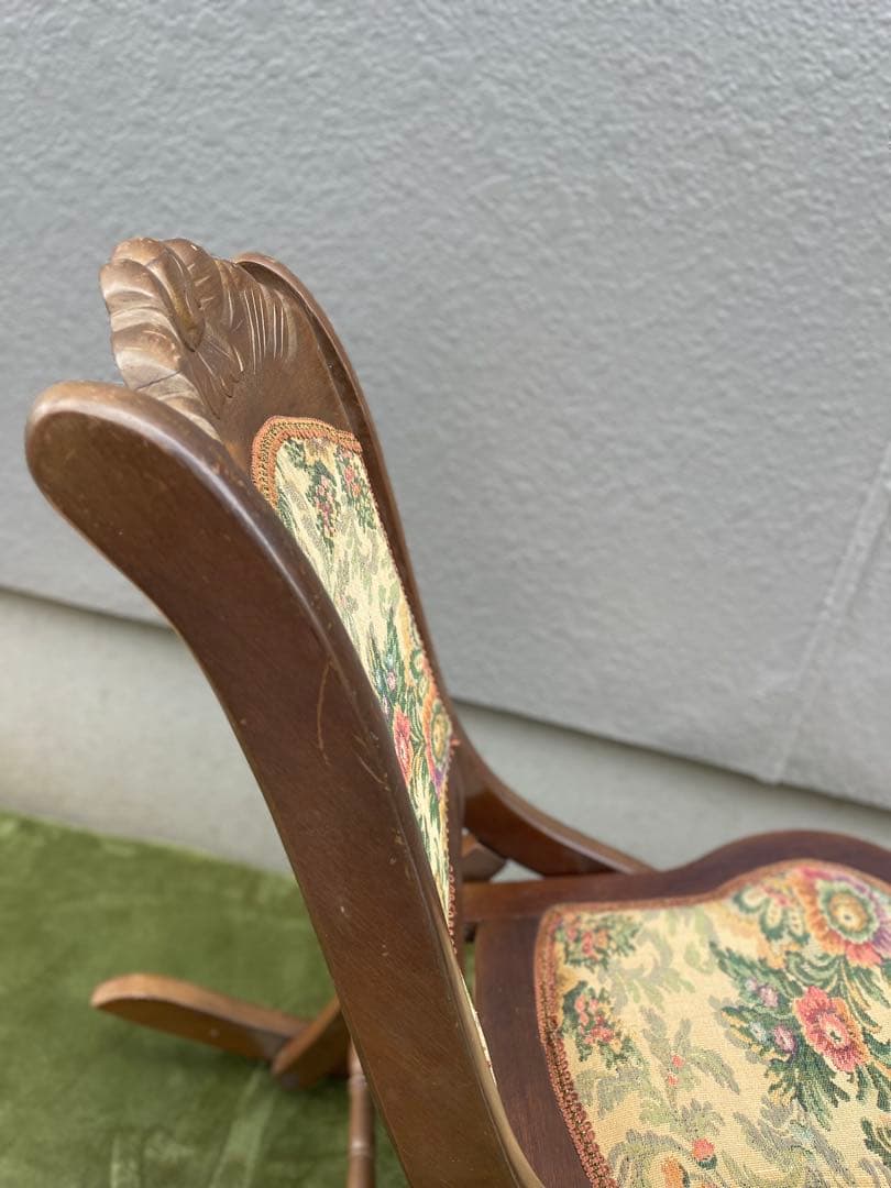 ロココ調 ロッキングチェア 折りたたみ 折り畳み コブラン織り 送料無料