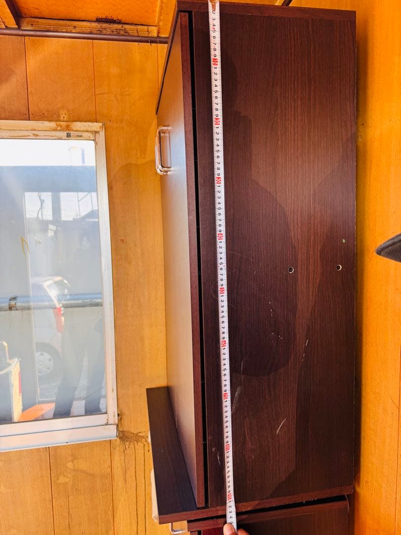 CD・DVD収納ラック 扉付き ダークブラウン 難あり