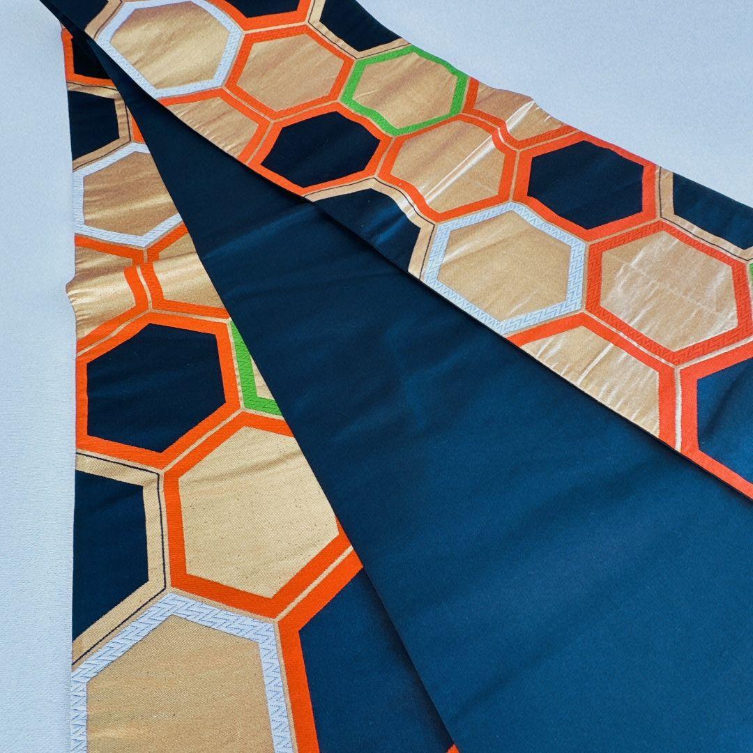 美品　フルセット　七五三７歳女の子　着物　化繊　オレンジ　51975