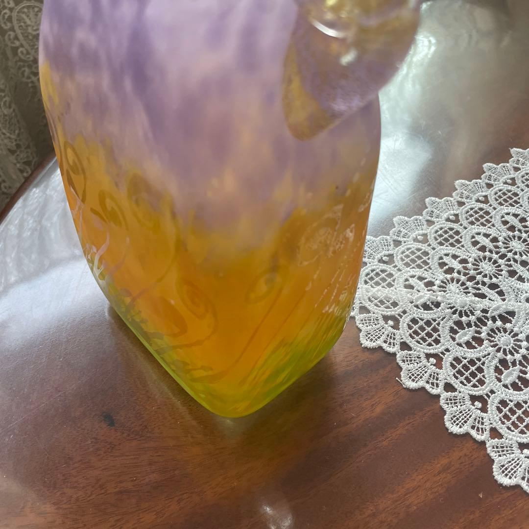 耳付　角花瓶　ガラス工房　アンティーク風　花瓶