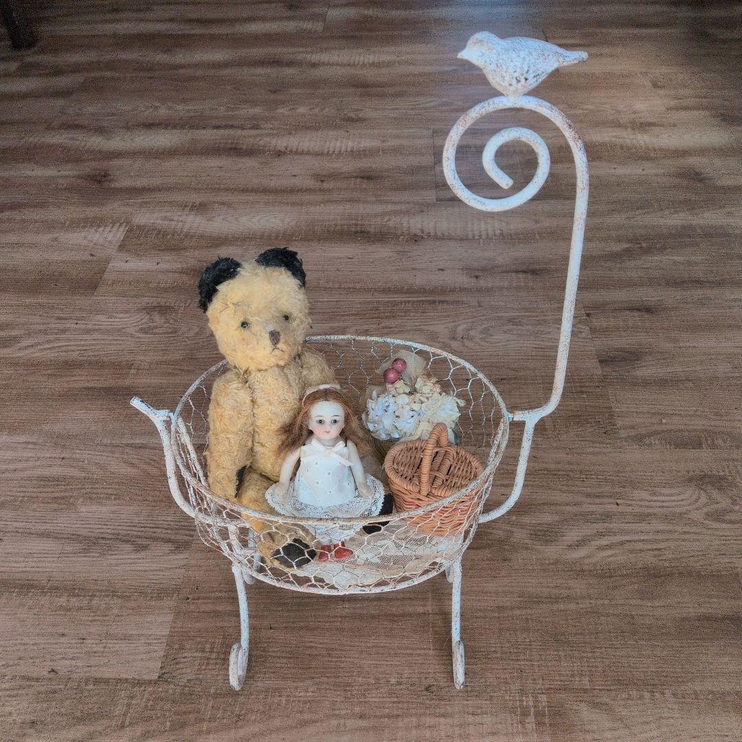 小さなドールベッド アイアン製 フランスアンティーク風 天蓋ポール