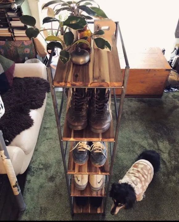 アイアン家具　シューズラック　シェルフ  男前　無骨　オーダーメイド　アカシア材