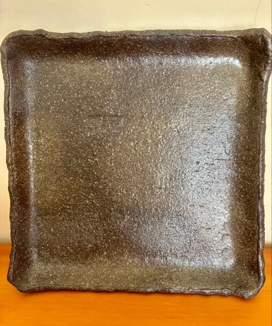 作家陶器 四角大皿 黒