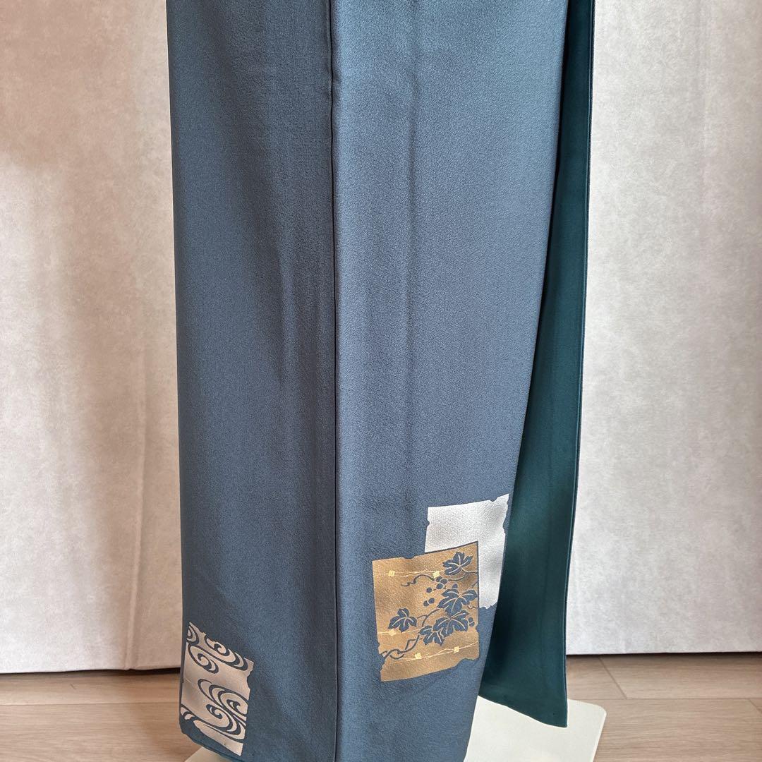 付け下げ　フルセット　着物　正絹　訪問着　袷　色紙　万寿菊　G4