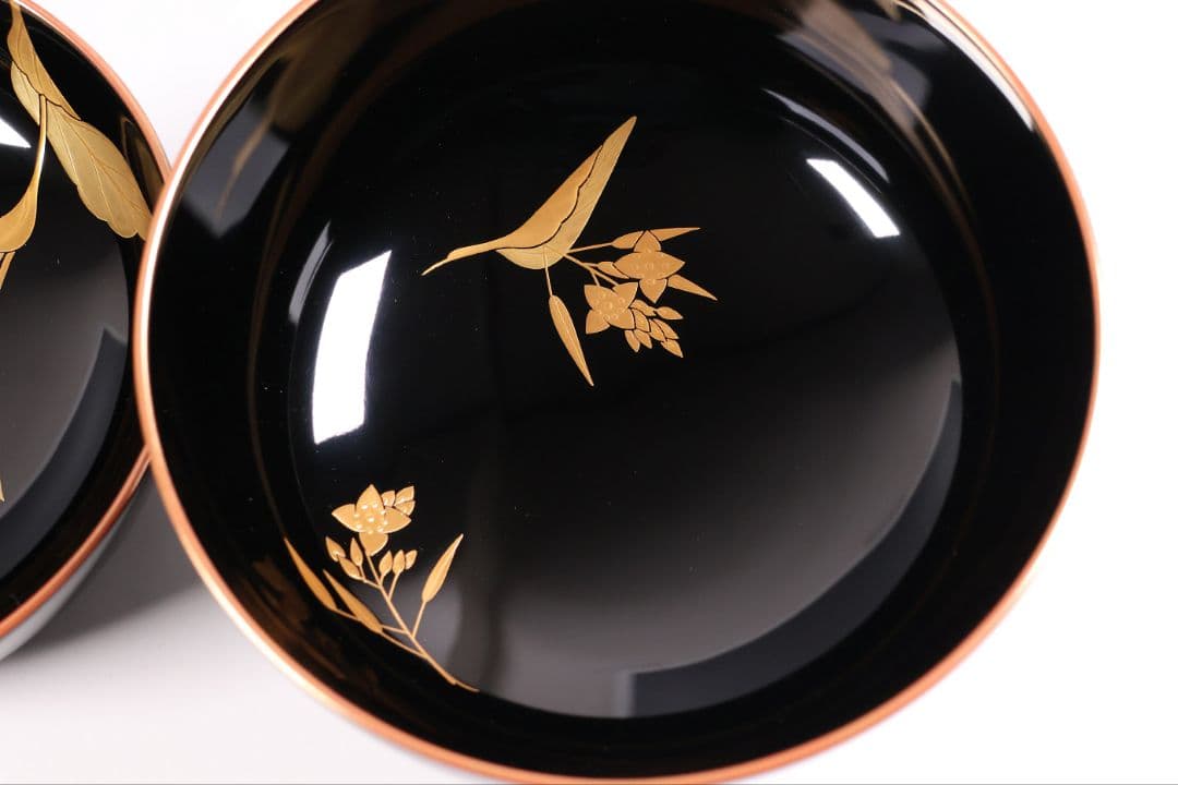 依頼品20客まとめ専用【CM380】輪島塗 草花 絵変わり蒔絵煮物椀 光峯 哲舟