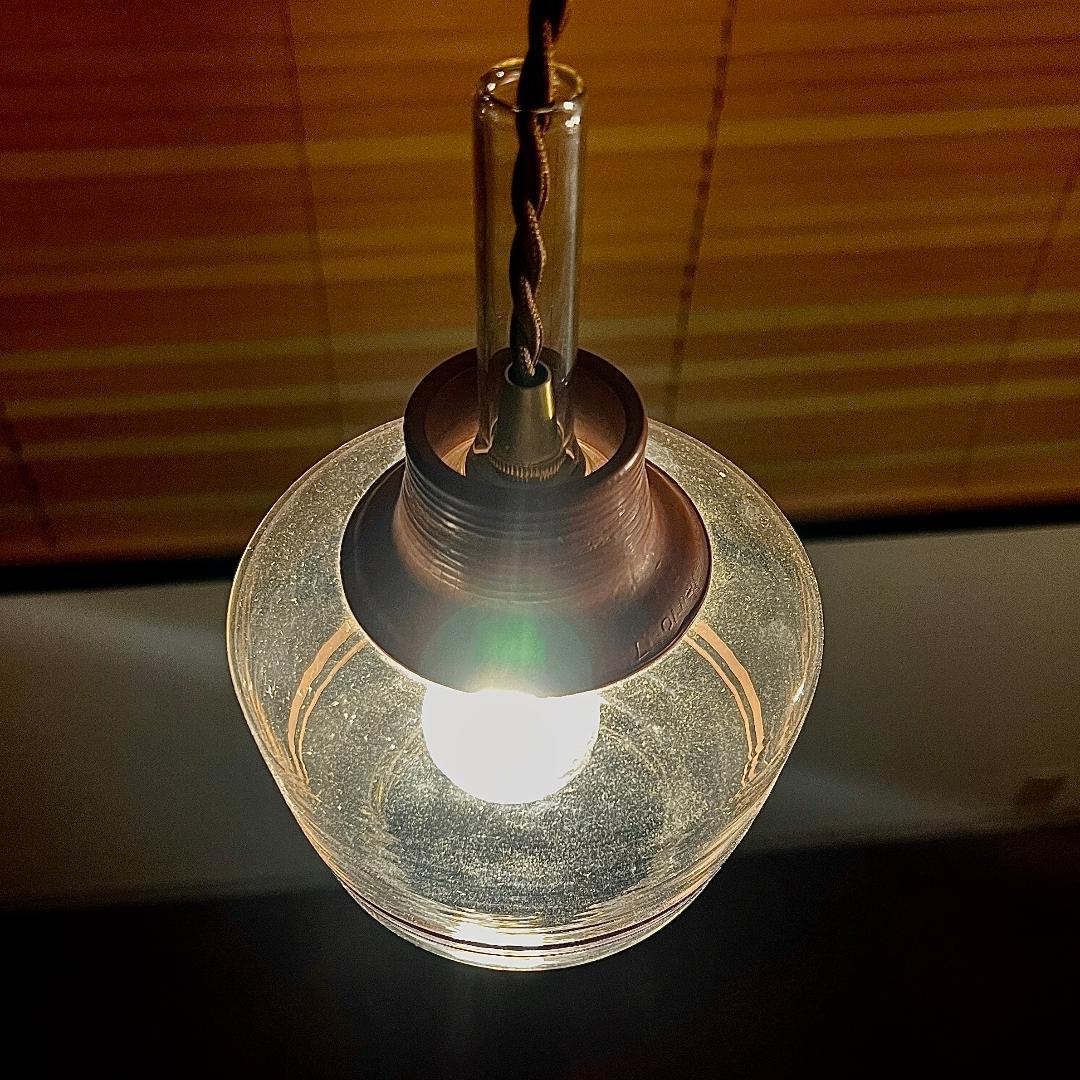 ペンダントランプ ペア ハリオ Hoya 昭和レトロ アップサイクル 照明器具