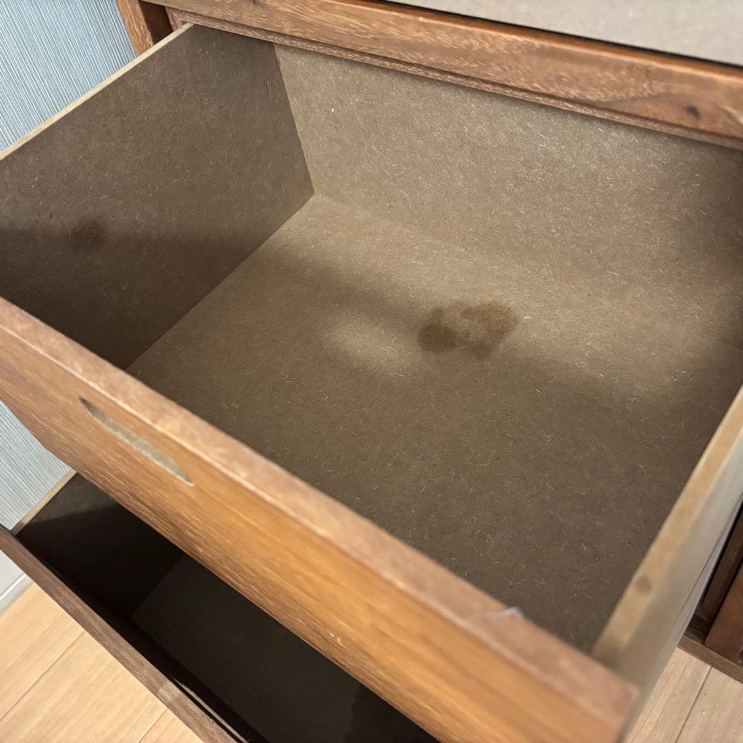 【送料込・無印良品】スタッキングシェルフ ウォールナット ５段×２列 引出し3個