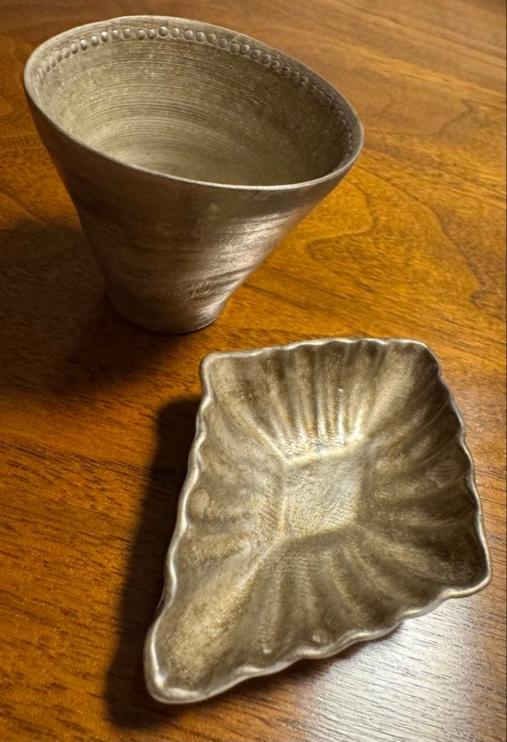 【匿名配送】松本美弥子さん器★銀彩★2個セット