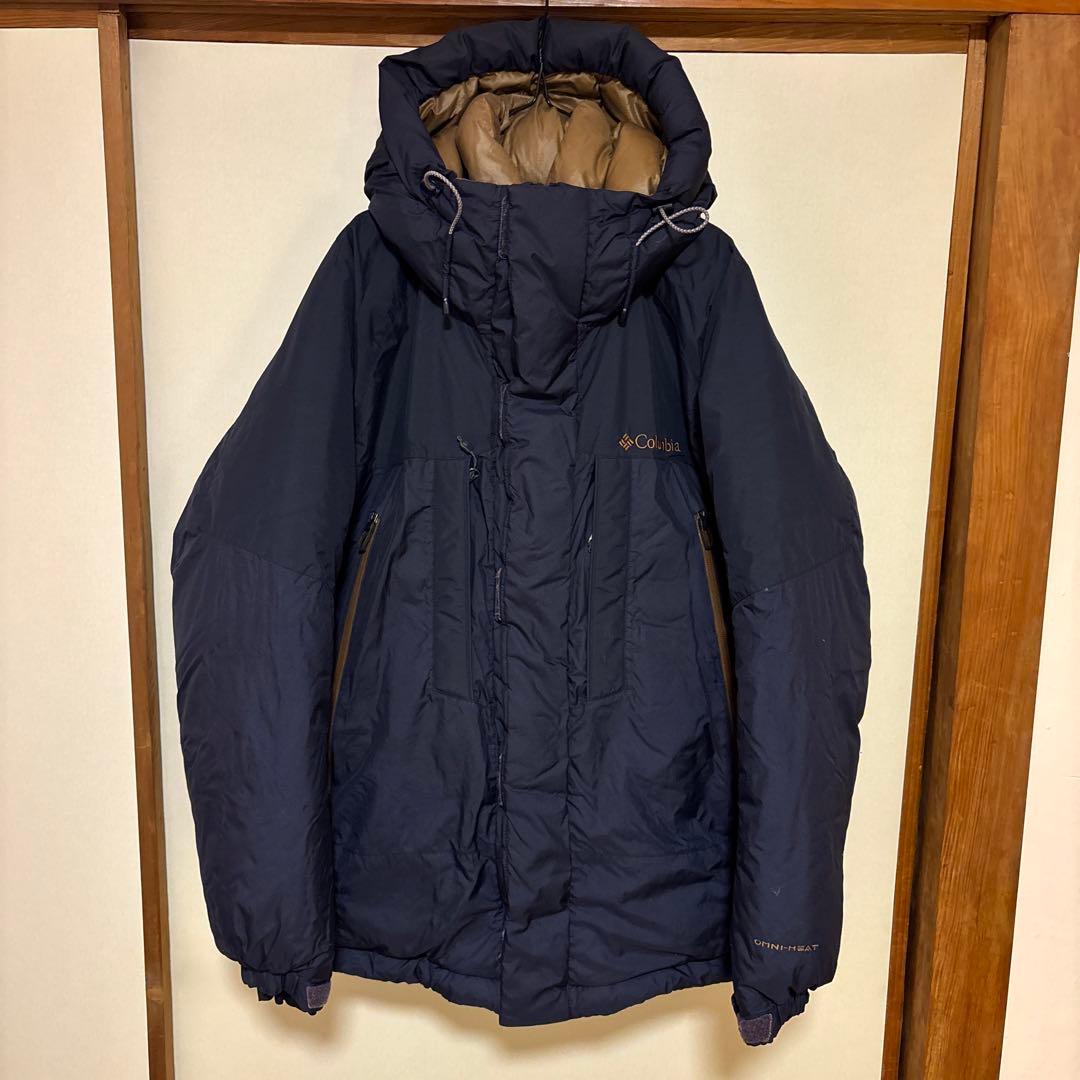 【美品】Columbia コロンビア フードダウンジャケット メンズM ネイビー