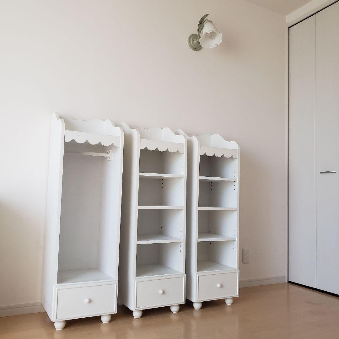 プリンセスオープンラック②/ホワイトラック/収納棚/デスク横棚