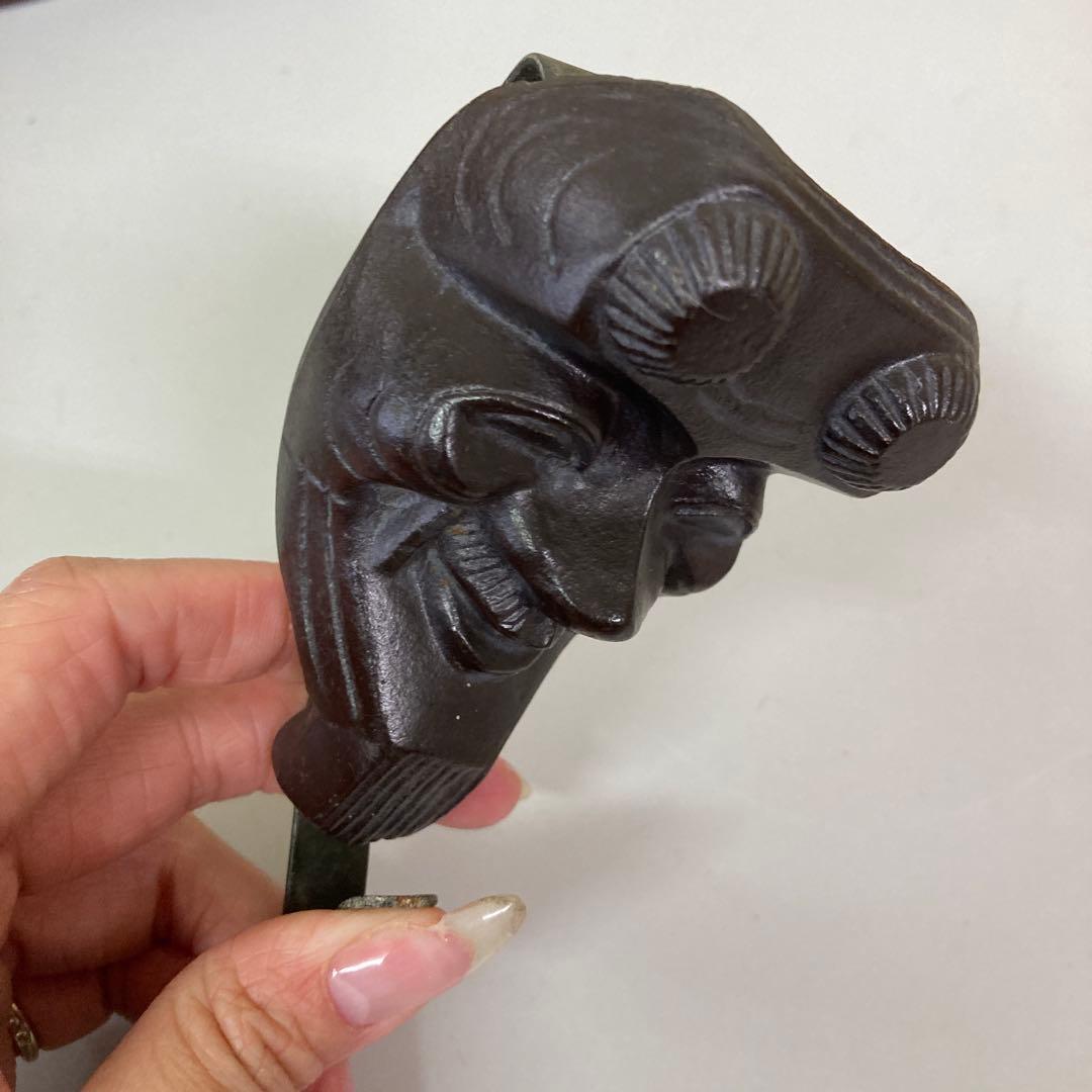 E4 昭和レトロ 金属工芸 お面 おかめ ひょっとこ 般若 魔除け 鍵フック