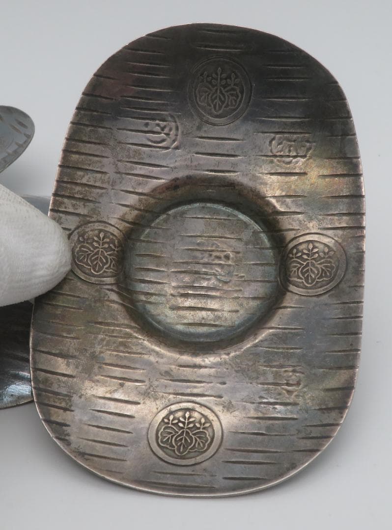 純銀 刻印入り 大判小判型 茶托 煎茶 道具 銀杯骨董品　重さ378g