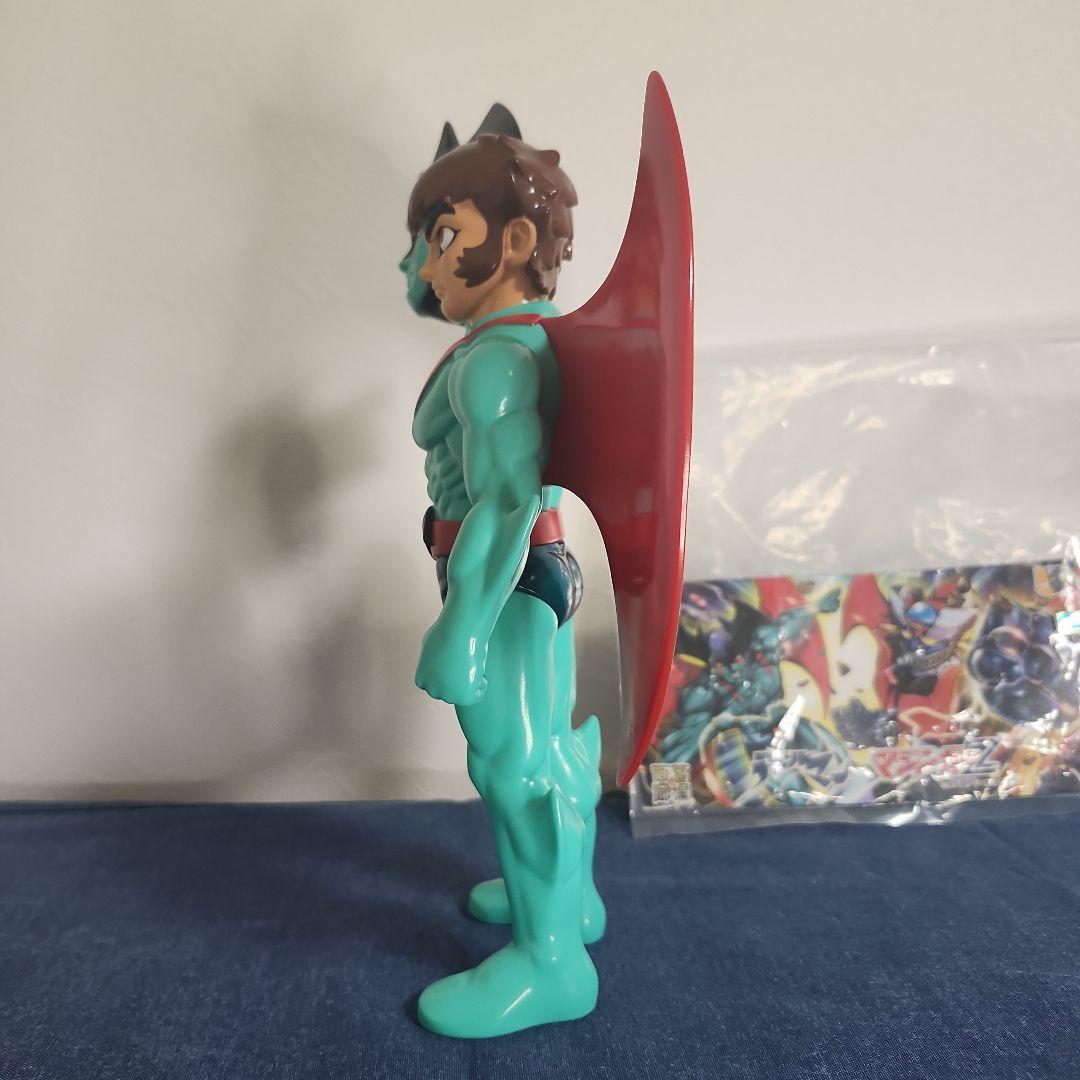 墓場の画廊　デビルマン　マスク　面取れ　ソフビ　グリーン　一部塗装剥がれ