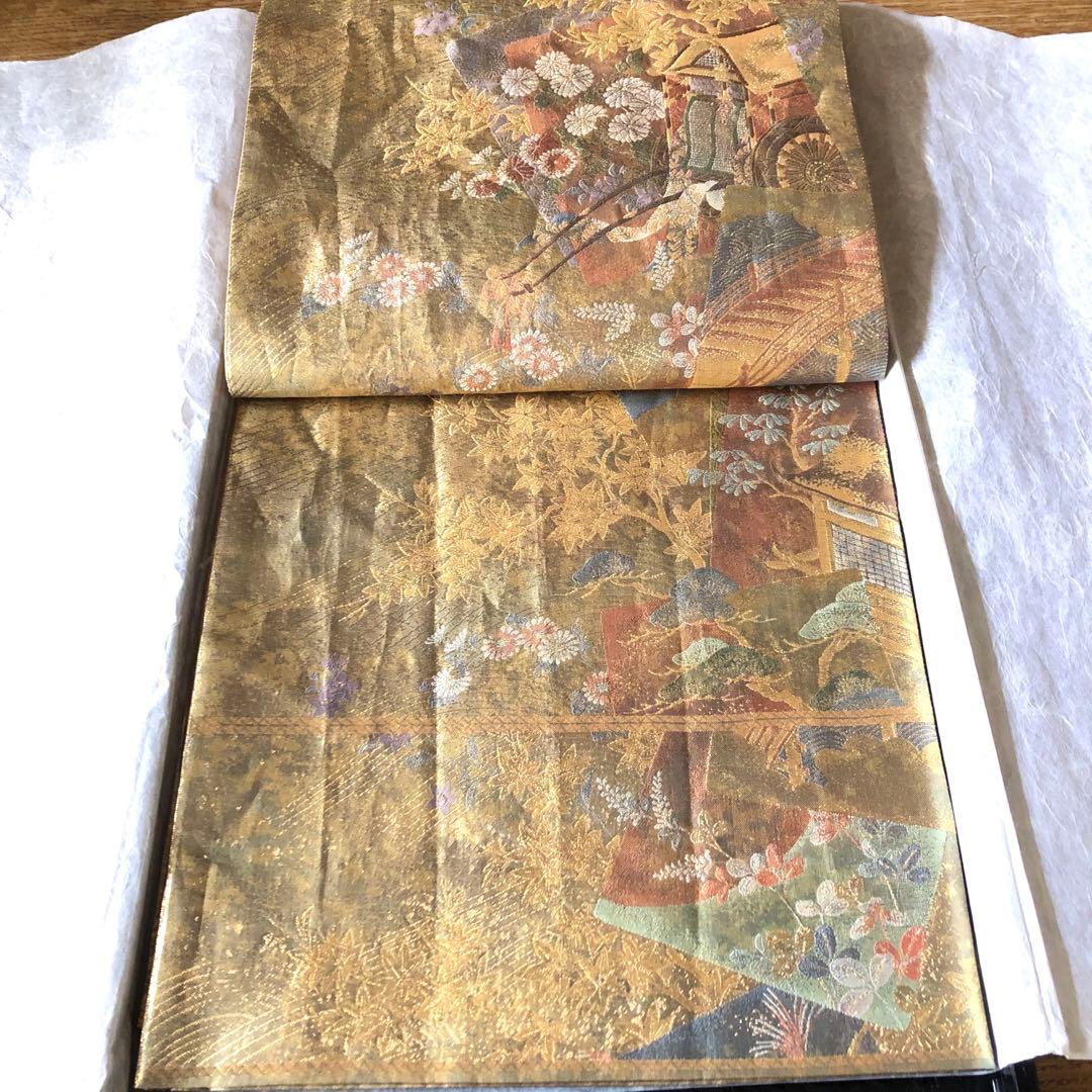 西陣織＊となみ織物　純金 純金箔　金通　袋帯　王朝の雅　証明書あり