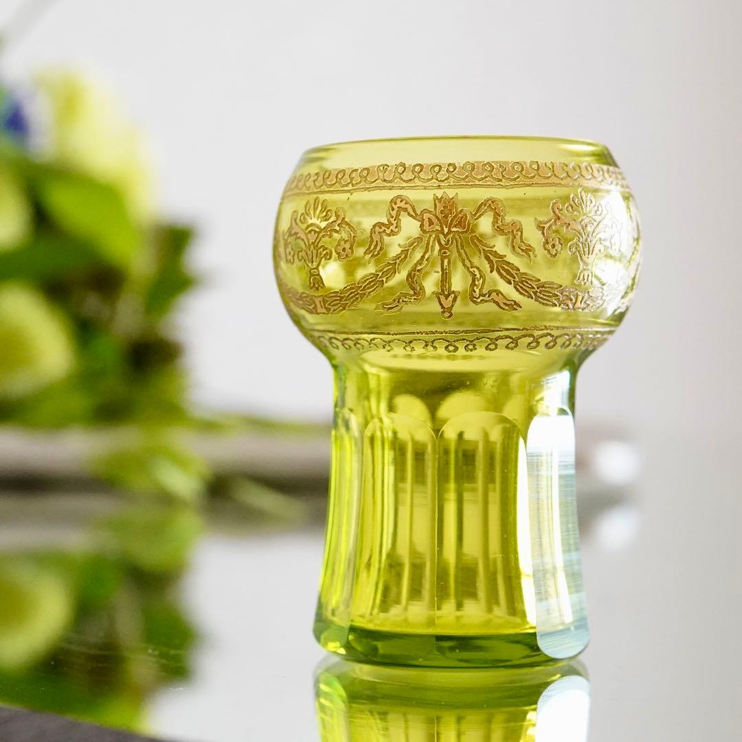 華麗なるオールド サンルイ★282 金彩★グリーン★リキュール ショットグラス