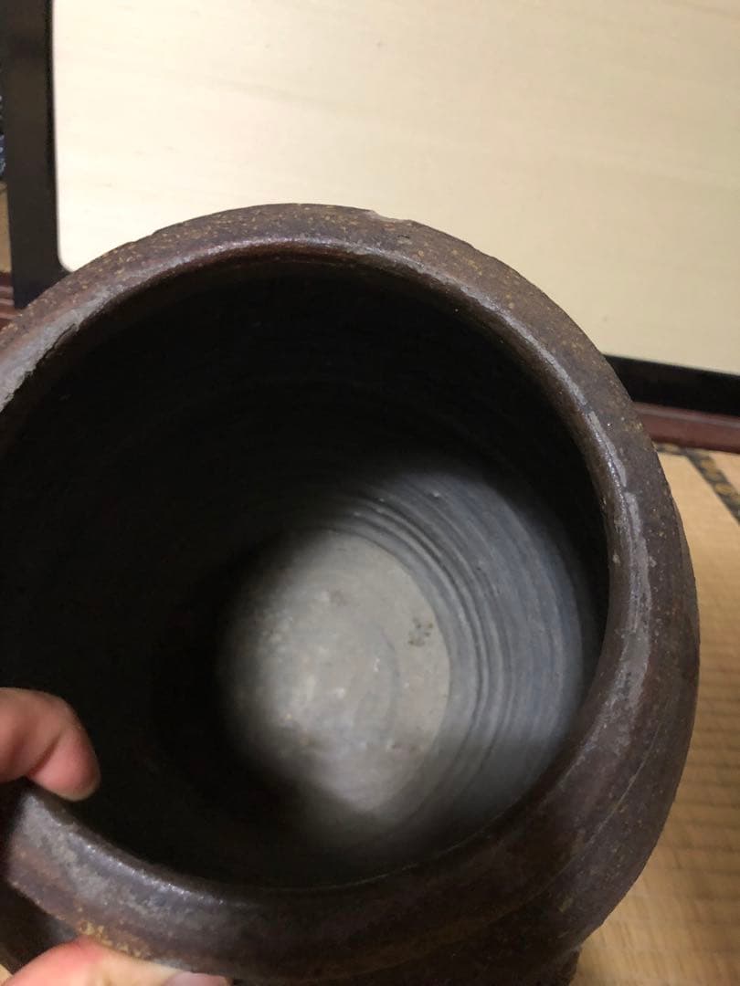 どっしり迫力ある時代物の越前焼きのニ耳種壺検古民具古道具骨董民芸花器