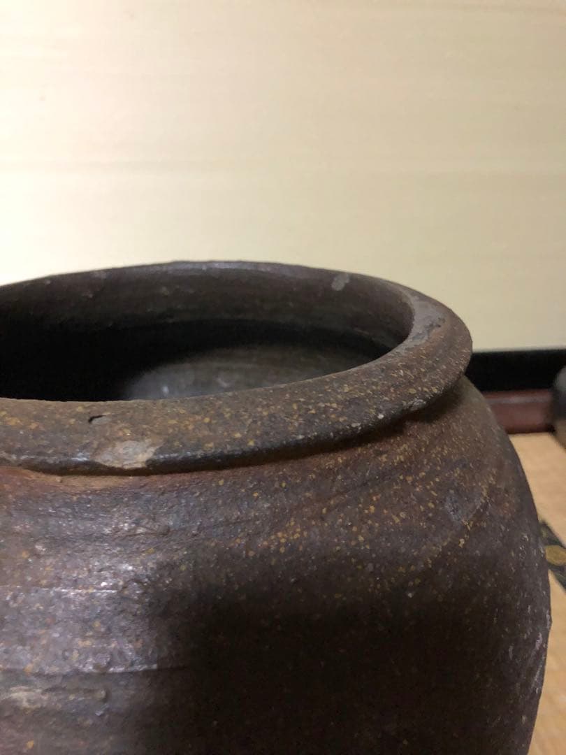 どっしり迫力ある時代物の越前焼きのニ耳種壺検古民具古道具骨董民芸花器