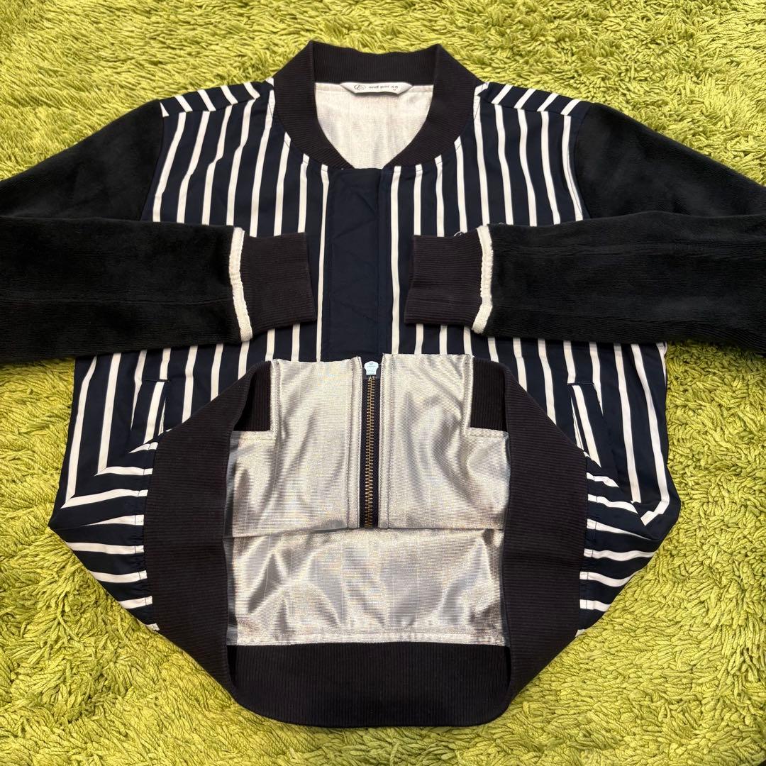 アンパスィ and per se ジップジャケット 異素材 ストライプ Mサイズ