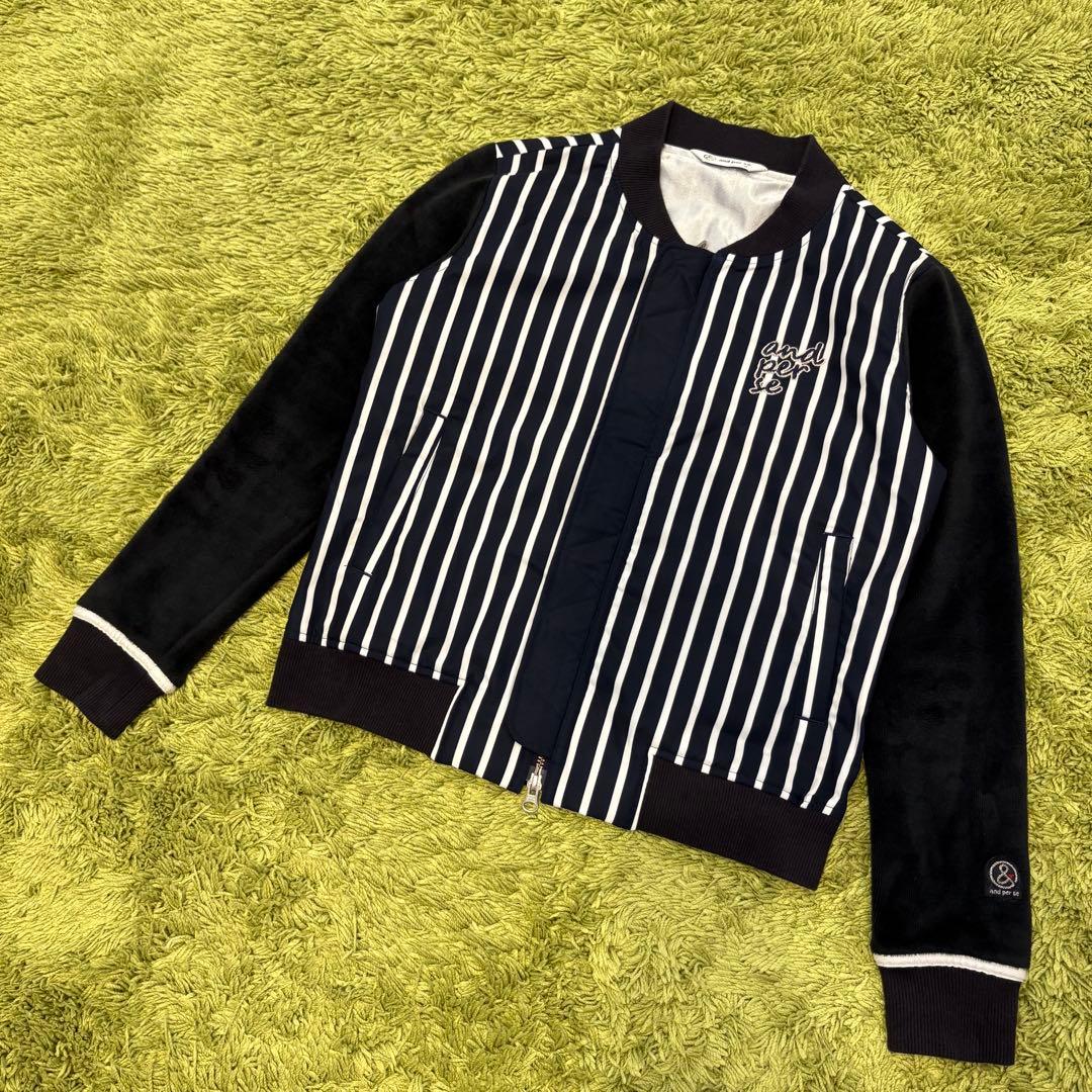 アンパスィ and per se ジップジャケット 異素材 ストライプ Mサイズ