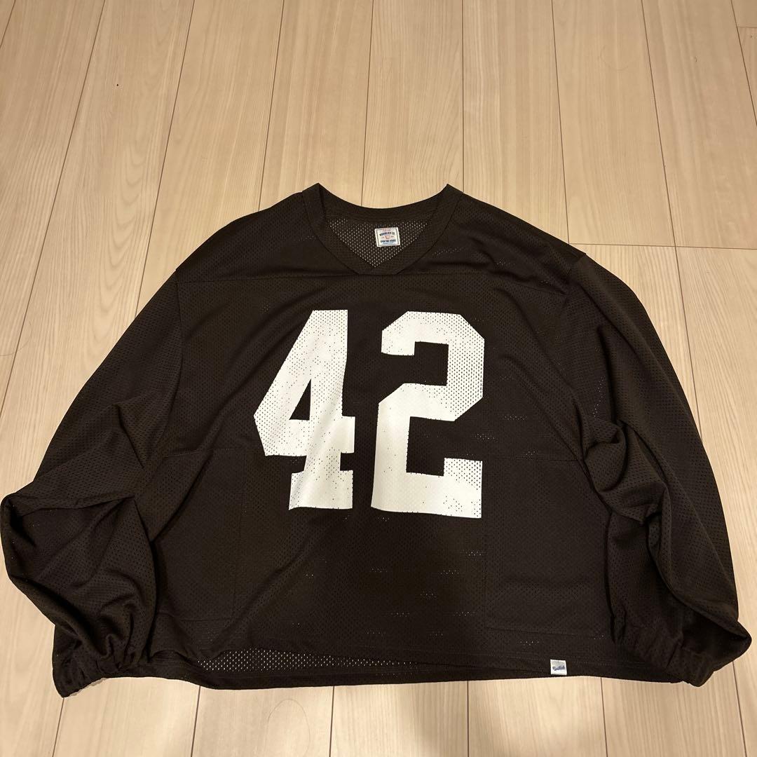 シャツ WOODBLOCK MESH FOOTBALL LS SHIRT BROWN