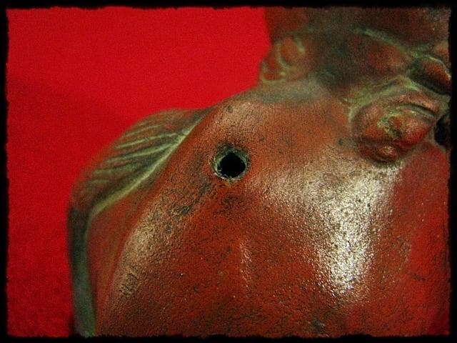 古備前 猫 水滴 ねこ ネコ 水注 朱泥 書道具 文房具 時代箱 kc304