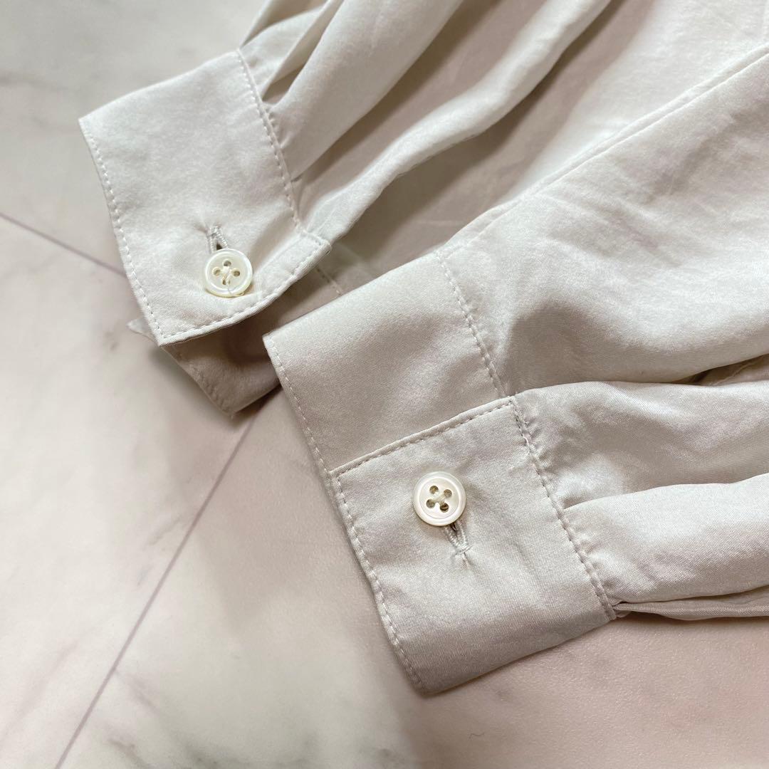 美品✨SOEJU シルク100% ボウタイブラウス　ライトグレー　洗える