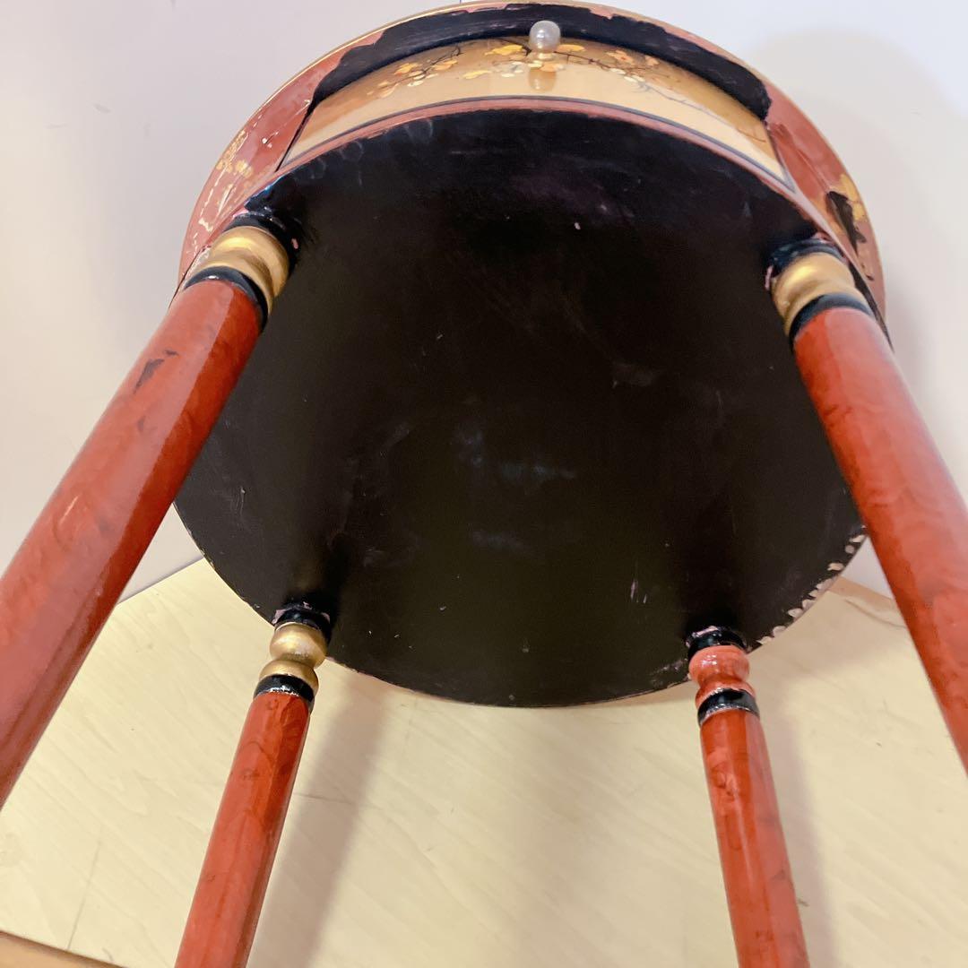 アンティーク調　ラウンドテーブル　サイドテーブル　李朝　和柄　丸テーブル