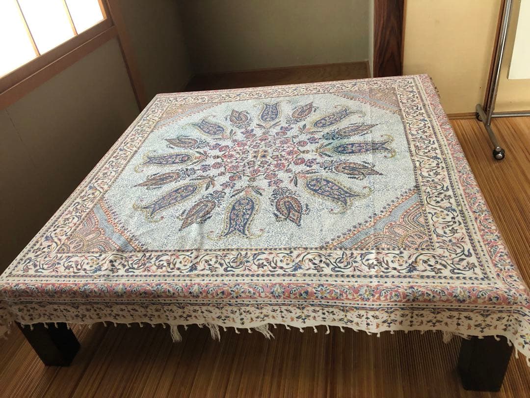 和モダン　テーブル　座卓　1.2M 正方形　濃茶