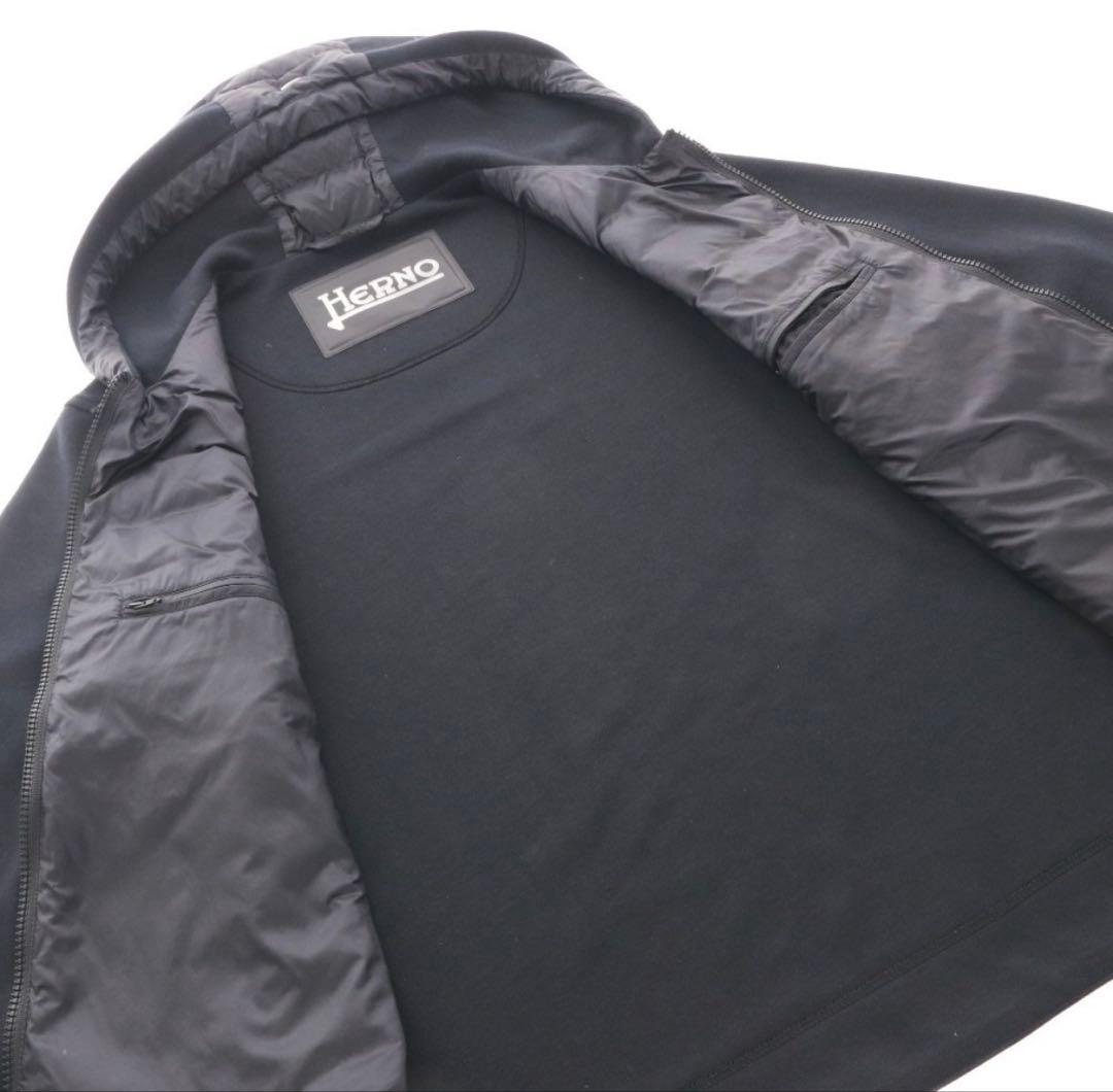 ★美品/HERNOヘルノハイブリッドダウンパーカー/黒ブラック/サイズ46M程度