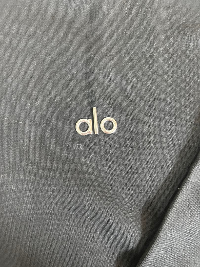 alo ジップスエット（裏起毛なし）ブラック